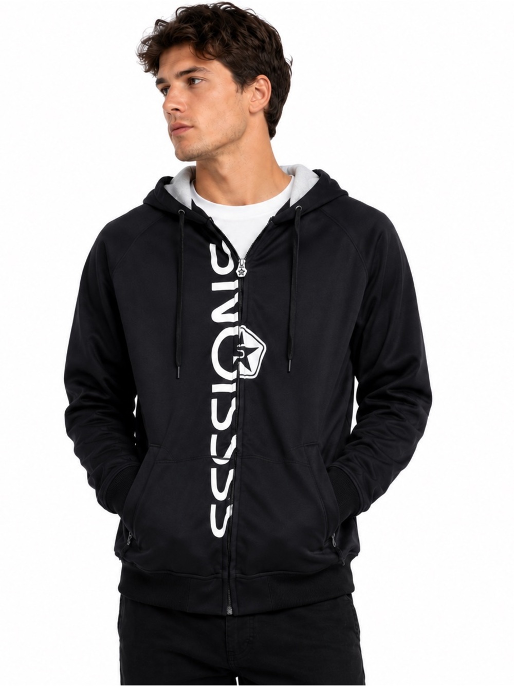 SESSIONS Softshell Waterproof Hooded Jacket Black Men’s Medium Snowboard Ski